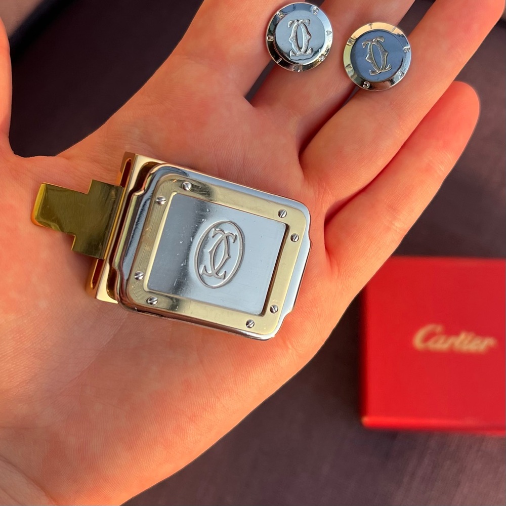 Cartier buckle for belt and cufflinks authentic vintage - Picture 7 of 11